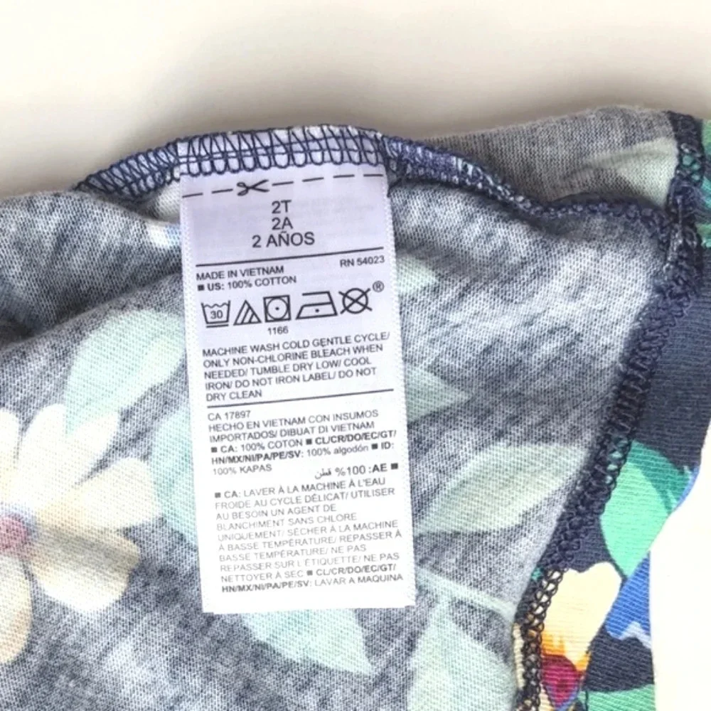Girls Old Navy Blue Floral Print Long Sleeve Shirt